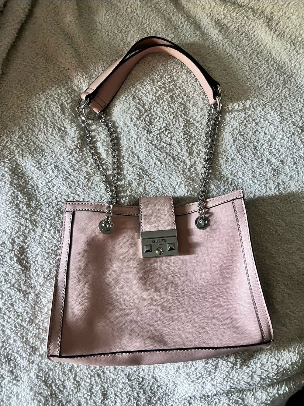GUESS Blush Pink Chain Shoulder Tote